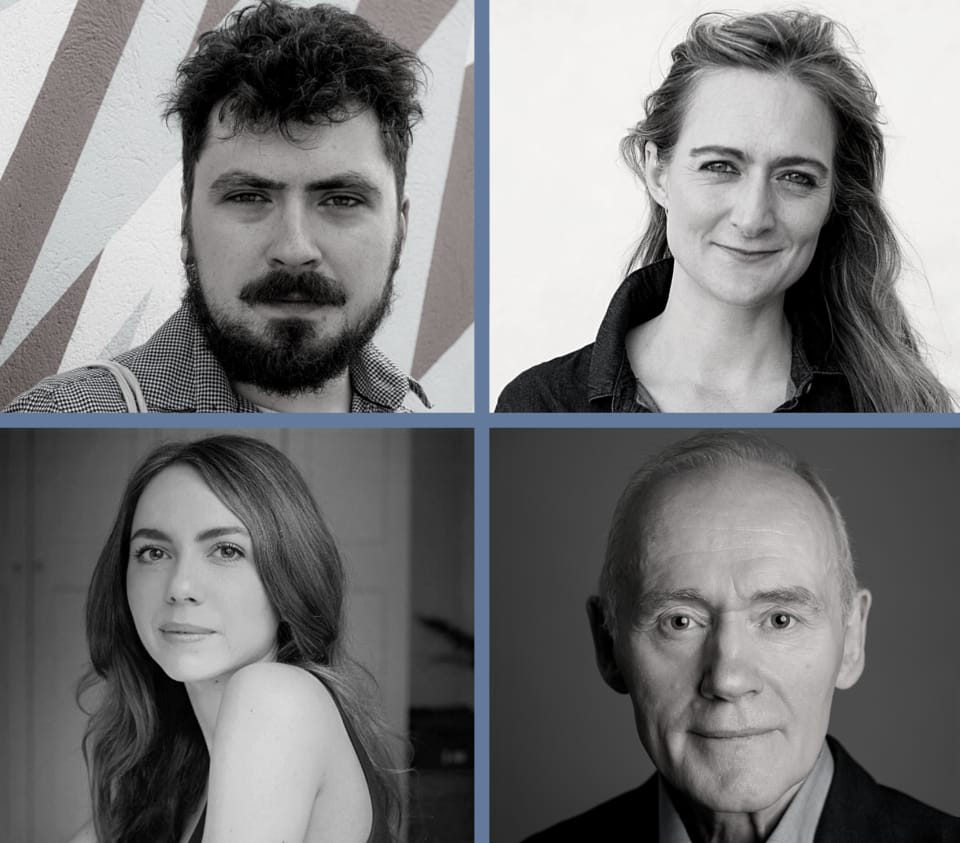 Four black and white head shots of the poets in this article arranged in a grid