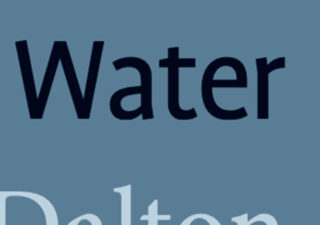 Mid blue background with the word Water in black sans serif text