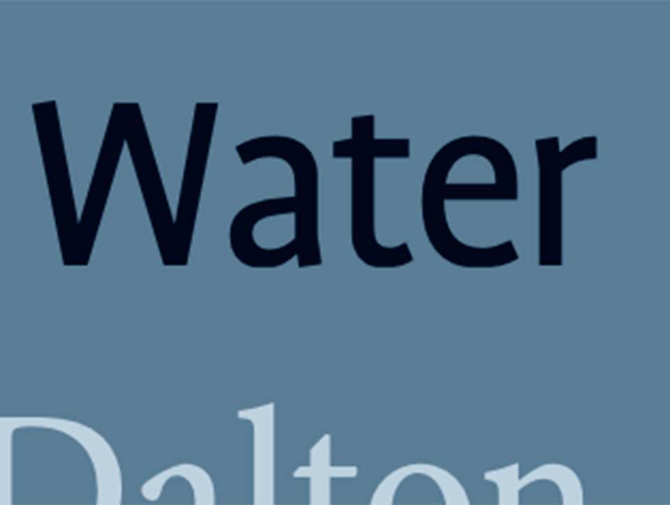 Mid blue background with the word Water in black sans serif text