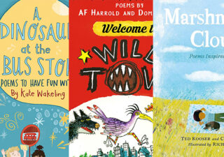 A composite image of three brightly coloured children's poetry book covers.