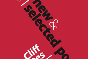 Some black and white text (part of the book title) on a red background. For extra 'artistic design' points the text lines are slanted diagonally.