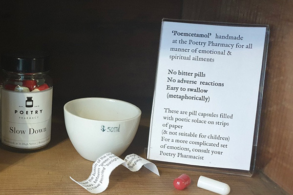 Image showing a medicine bottle and a prescription for Poemcetemol (see what they did there).