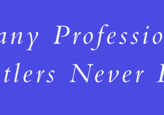 Part of the words "Many Professional Wrestlers Never Retire" in white italic script font on a purple background.