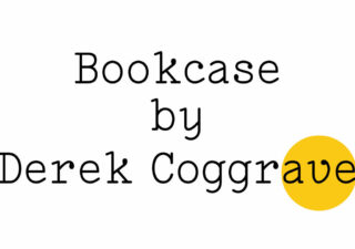 'Bookcase by Derek Coggrave' in black text on white with a small Friday Poem yellow blob over the last three letters of Coggrave.