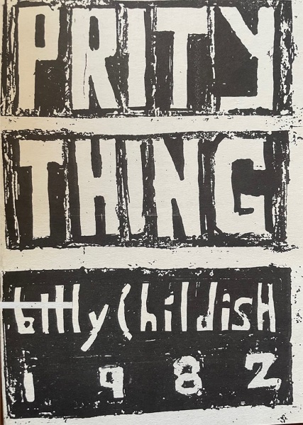 Front cover of the Billy Childish poetry pamphlet ‘Prity Thing’, 1982